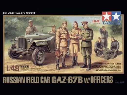 Збірна модель військового автомобіля Russian Field Car GAZ-67B Officers Tamiya 89767 1:48