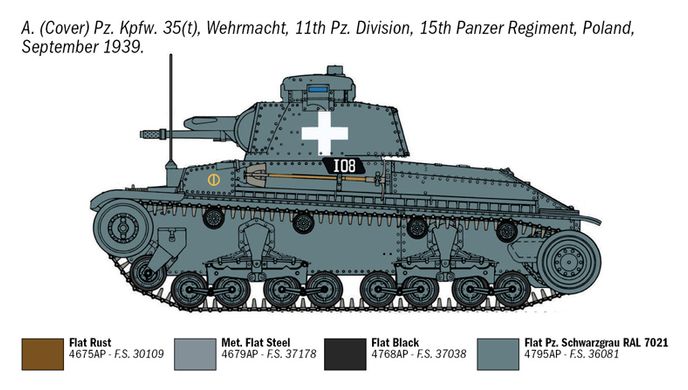 Збірна модель1/72 танка Pz.Kpfw. 35 (t) Italeri 7084