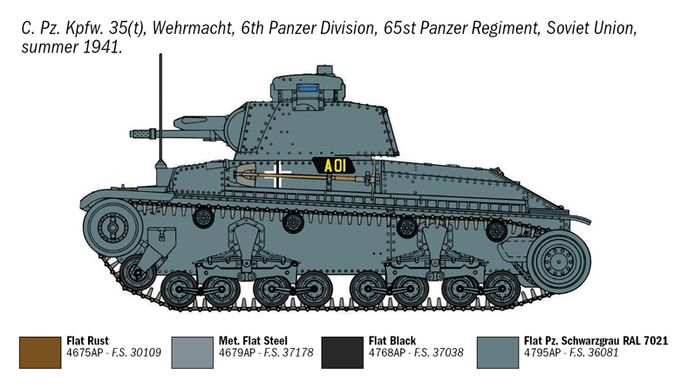 Збірна модель1/72 танка Pz.Kpfw. 35 (t) Italeri 7084