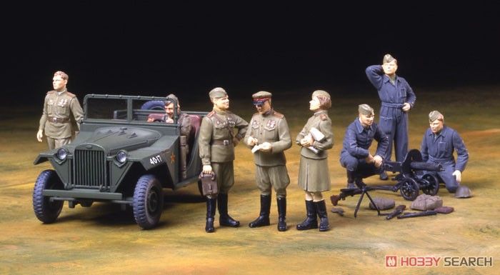 Збірна модель військового автомобіля Russian Field Car GAZ-67B Officers Tamiya 89767 1:48