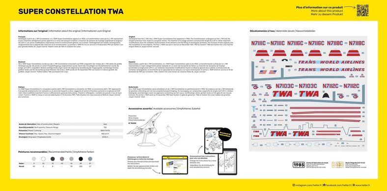 Сборная модель 1/72 самолет Super Constellation TWA Heller 82391