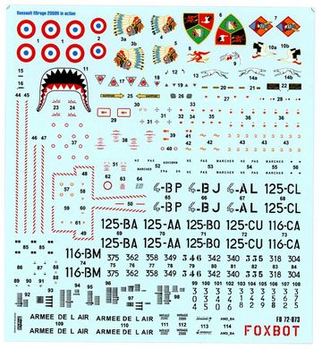 Декаль 1/72 Dassault Mirage 2000N, з технічними написами Foxbot 72-073, В наявності