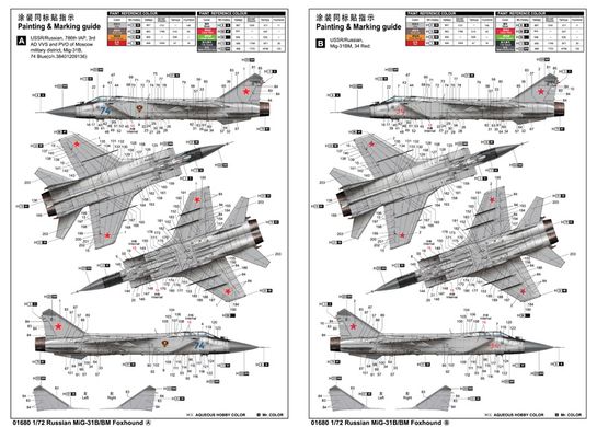 Збірна модель 1/72 реактивний літак MiG-31 Foxhound B/BM Trumpeter 01680