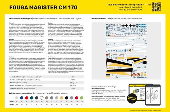 Prefab model 1/48 jet Fouga Magister Starter kit Heller 35510