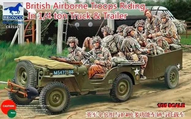 Збірна модель 1/35 Американський автомобіль Jeep Willys MB з причепом та фігурами британських десант