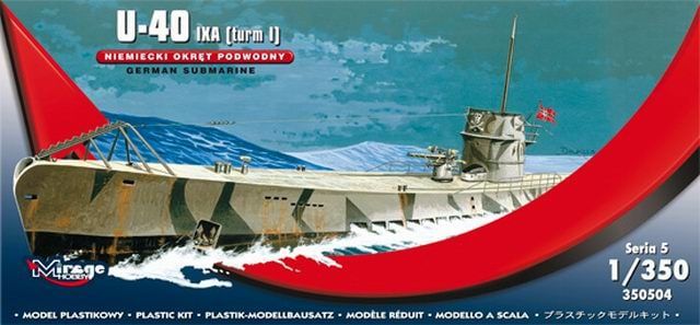 Сборная модель 1/350 подлодки U-BOOT U-40 IX A s.5 Mirage-Hobby 350504