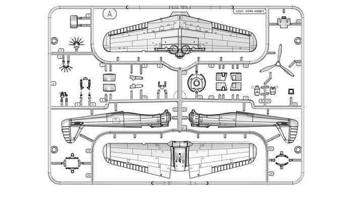Assembled model 1:72 Nakajima Ki-43 II Hayabusa Arma Hobby 70078