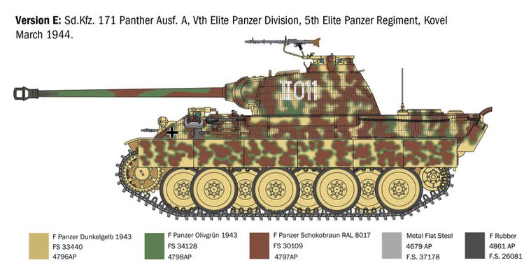 Assembled model 1/35 German medium tank Sd. Kfz. 171 Panther Ausf. A Panther Italeri 0270