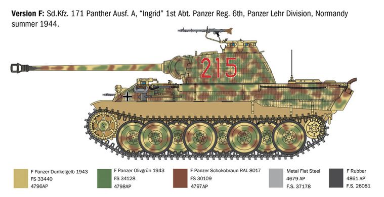 Assembled model 1/35 German medium tank Sd. Kfz. 171 Panther Ausf. A Panther Italeri 0270