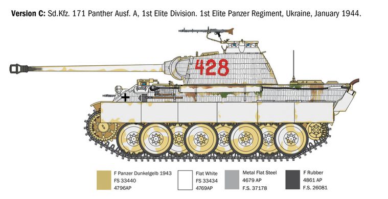 Assembled model 1/35 German medium tank Sd. Kfz. 171 Panther Ausf. A Panther Italeri 0270