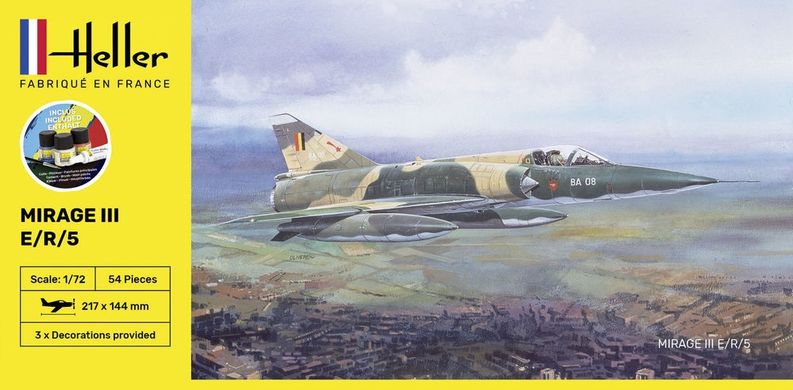 Сборная модель 1/72 самолет Kit Mirage III E - Стартовый набор Heller 56323