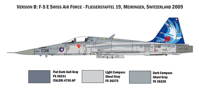 Сборная модель 1/72 реактивный самолет F-5E Swiss Air Force Italeri 1420