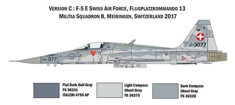 Сборная модель 1/72 реактивный самолет F-5E Swiss Air Force Italeri 1420