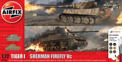 Сборная модель 1/72 танки Tiger 1 vs Sherman Firefly Classic Conflict Стартовый набор Airfix A50186