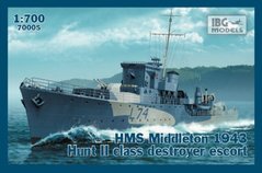 Збірна модель 1/700 ескортний есмінець класу HMS Middleton 1943 Hunt II IBG Models 70005