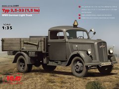 Сборная модель 1/35 Typ 2,5-32 (1,5 to), немецкий легкий грузовой автомобиль 2 Мировой войны ICM 35401