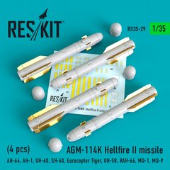 Scale model AGM-114K Hellfire II missile (4 pcs) (1/35) Reskit RS35-0029, Out of stock