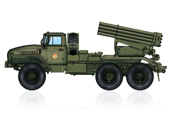 Сборная модель 1/72 РСЗО BM-21 Grad Multiple Rocket Launcher Hobby Boss 82931