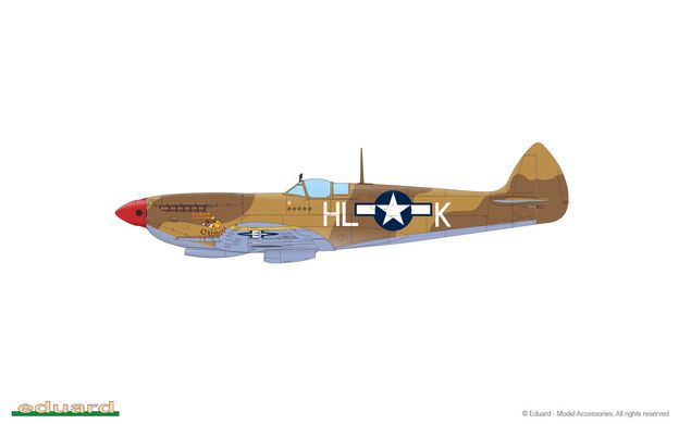 Assembled model 1/48 plane Spitfire Mk.VIII WEEKEND edition Eduard 84154