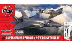 Збірна модель 1/72 «Тоді і зараз» Supermarine Spitfire & F-35B Lightning II набір Airfix A50190