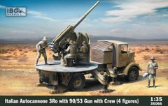 Збірна модель 1/35 італійська Autocannone 3Ro з гарматою 90/53 і командою (4 фігурки) IBG Models 350