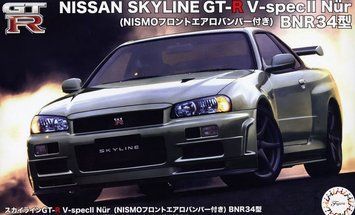 1:24 Scale Model Kit: Skyline GT-R V-Spec II N&uuml;r with Nismo Front Aero Bumper (BNR34) &ndash; Fujimi 04666