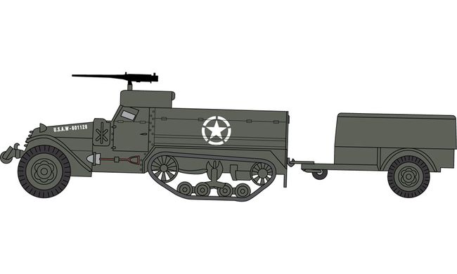 Збірна модель 1/76 бронетранспортер White Half-Track M3A1&1 Ton Trailer Airfix A02318V