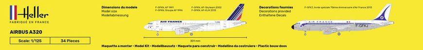 Сборная модель 1/125 пассажирский самолет Airbus A320 Air France Heller 80448
