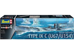 Сборная модель 1:72 Немецкая подводная лодка Type IXC U67/U154 (Early Turret) Revell 05166