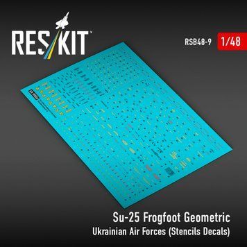 Decals 1:48 for Su-25 "Frogfoot" Geometric Ukrainian Air Force Reskit RSB48-0009