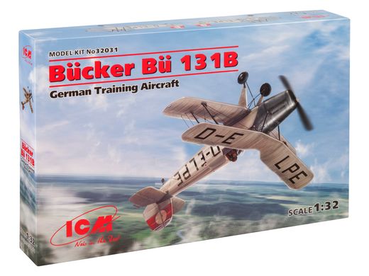 Prefab model 1/32 aircraft Bücker Bü 131B, German training aircraft ICM 32031