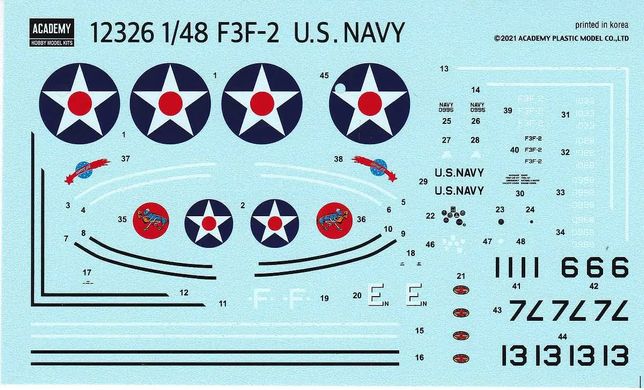 Assembled model 1/48 US Navy Fighter F3F-2 Academy 12326