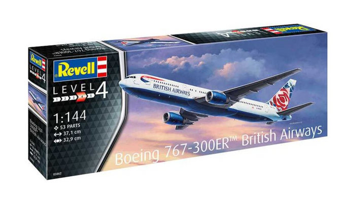 Сборная модель 1/144 пассажирского самолета Boeing 767-300ER British Airways Revell 03862