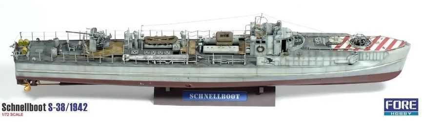 Assembly model 1:72 ship Schnellboot S-38 (1942) Fore Art 1001