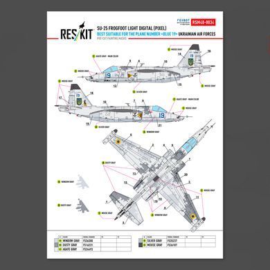 Маска 1:48 для Су-25 Frogfoot LIGHT Digital (Pixel) RSM48-0034