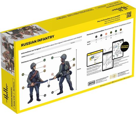 Assembled model 1/72 figures of Russian infantry Infanterie Russe russian Infantry WWII Heller 49603