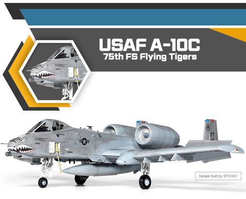Assembled model 1/48 attack aircraft USAF A-10C '75th FS Flying Tigers' Academy 12348