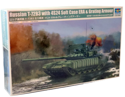 Assembled model 1/35 tank russian T-72B3 with 4S24 Soft Case ERA & Grating Armor Trumpeter 09610