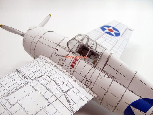 Бумажная модель 1/33 американский палубный истребитель F4F-4 Wildcat WAK 5/23
