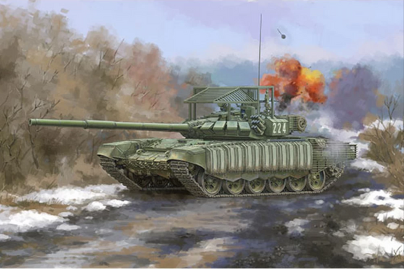 Збірна модель 1/35 танк Т-72Б3 з м'яким корпусом 4С24 ERA та решітчастою бронею Trumpeter 09610