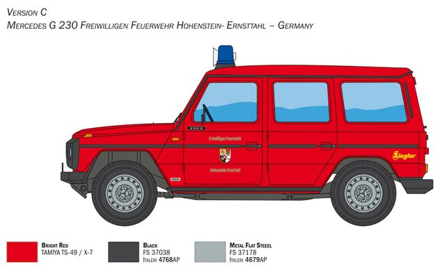 Збірна модель 1/24 автомобіль Mercedes Benz G230 Feuerwehr Italeri 3663