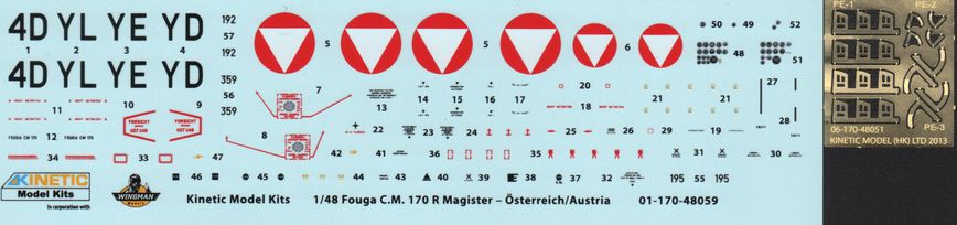 Сборная модель 1/48 самолет Fouga CM.170R Magister Kinetic 48059