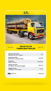 Сборная модель 1/32 грузовик Volvo F12-20 и лесовозный полуприцеп Heller 81704