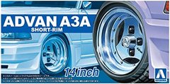 Комплект колес 1/24 Advan A3A Short-Rim 14 inch Aoshima 05546, В наличии