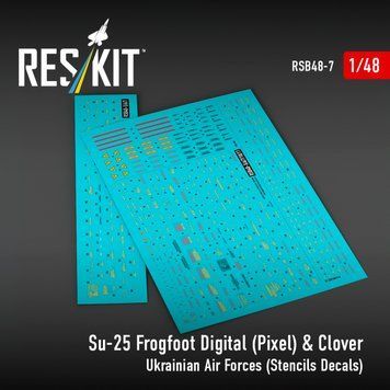 Декалі 1:48 для Су-25 Frogfoot Digital (Pixel) та Clover Повітряні сили України Reskit RSB48-0007