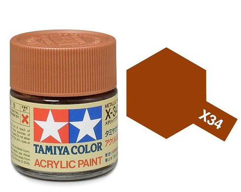 Акриловая краска X34 коричневый металлик (Metallic Brown) 10мл Tamiya 81534