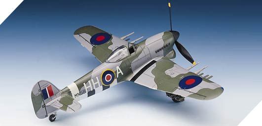 Assembled model 1/72 aircraft Hawker Typhoon Mk.Ib Academy 12462