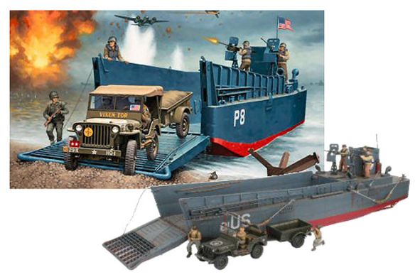 Landing craft 1/35 LCM3 50ft. Landing Craft & Jeep w/trailer (1942 r, USA) Revell 03000