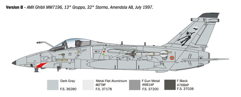 Сборная модель 1/72 самолет AMX Ghibli Italeri 1460