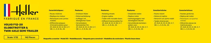 Prefab model 1/32 truck Volvo F12-20 Globe Trotter - Starter kit Heller 57703